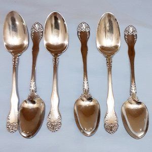 Six Vintage Silver Plate Teaspoons Spoons/Vintage Spoon/Dinner Dessert Spoons 18